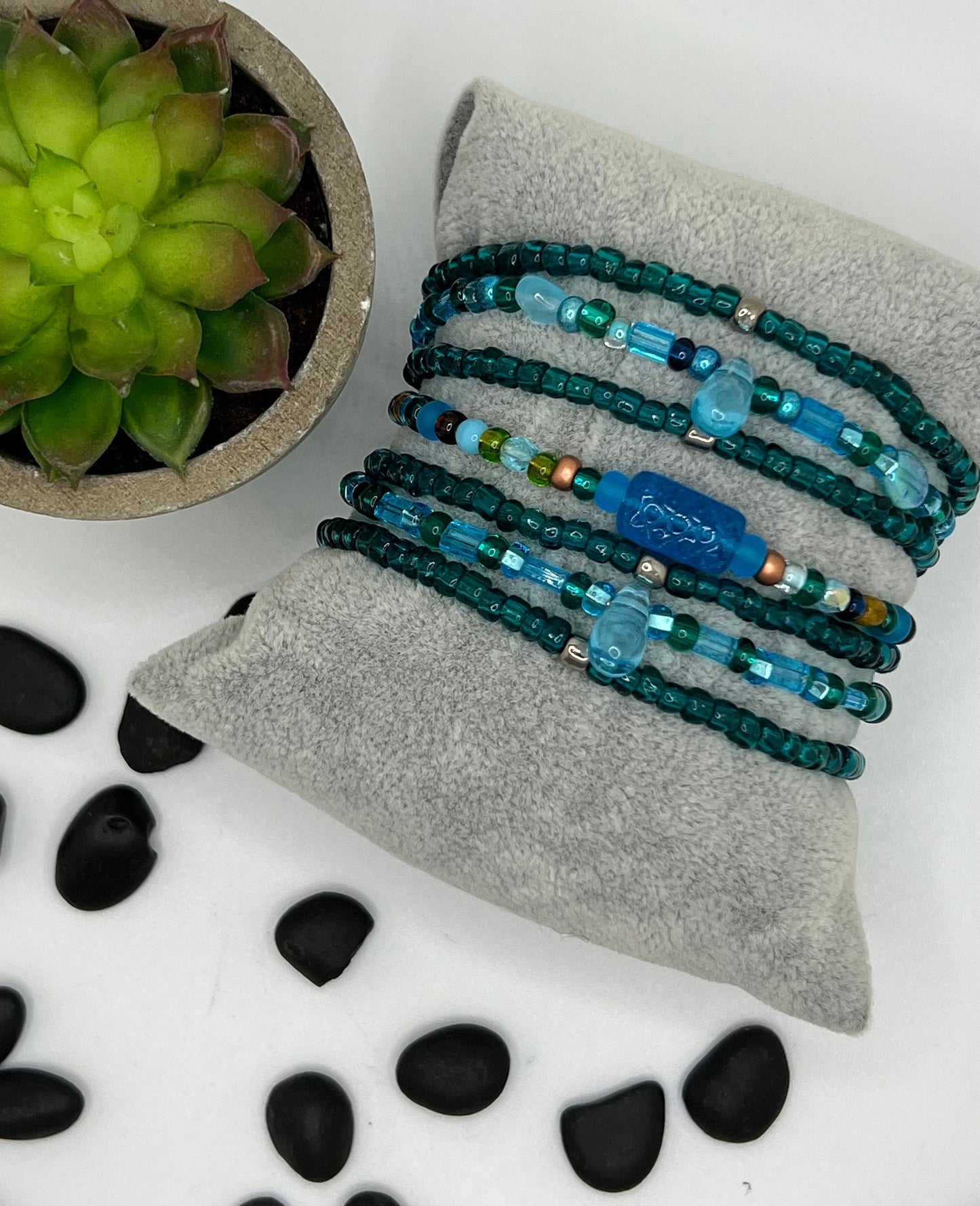 Aqua and Blue Bracelet Set