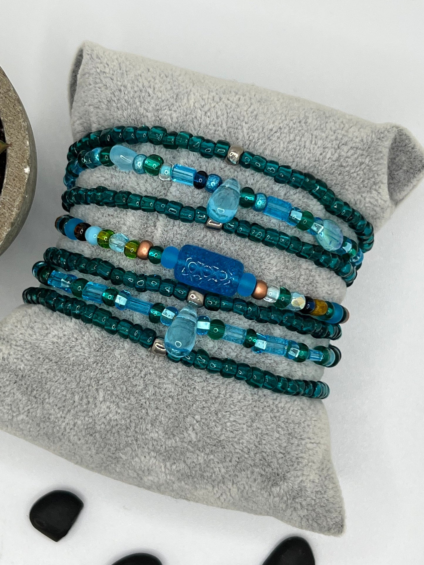 Aqua and Blue Bracelet Set