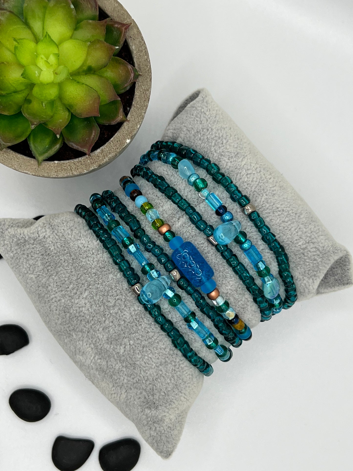 Aqua and Blue Bracelet Set