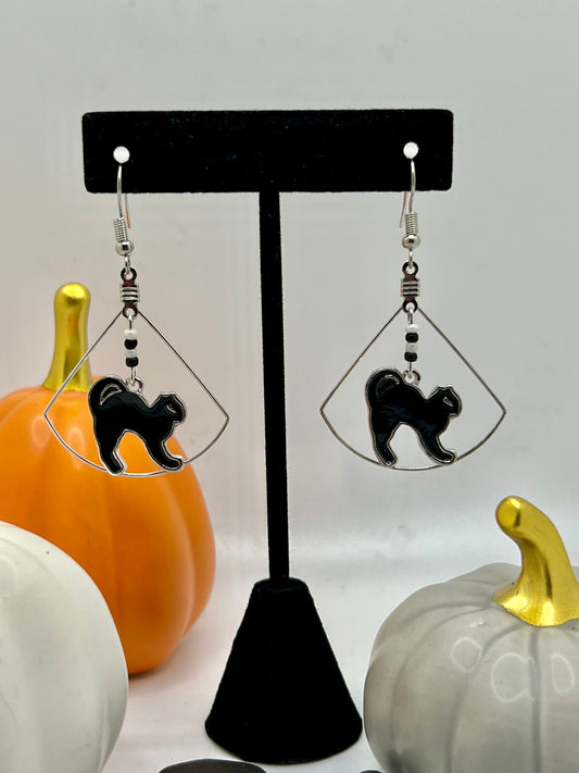 Black Cat Halloween Earrings