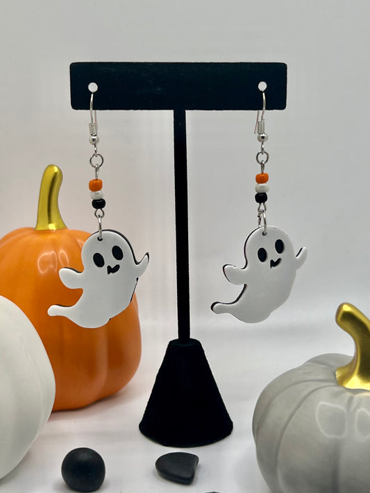 Large Friendly Ghost Halloween Earrings