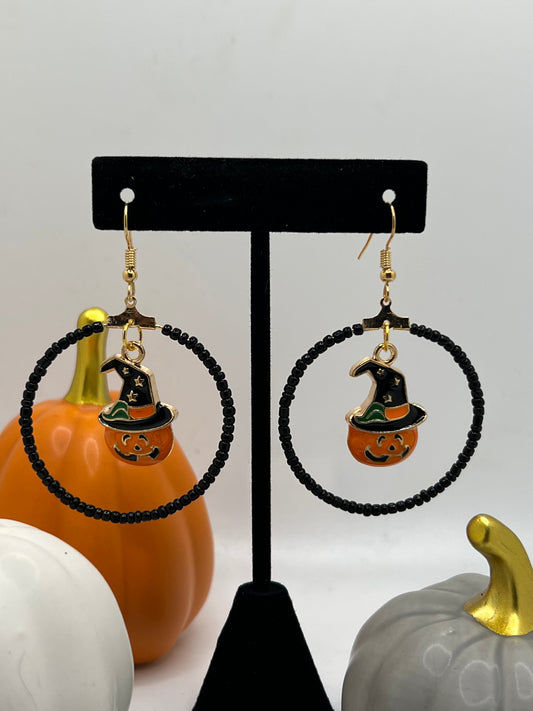 Witchy Jack-o-Lantern Halloween Earrings