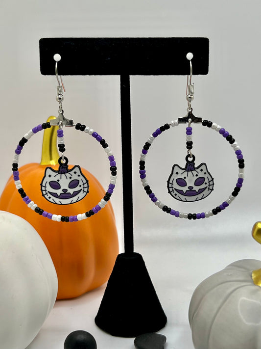 Cat Faced Jack-o-Lantern Earrings