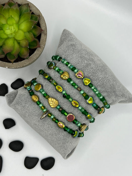 Green and Gold Bracelet Set