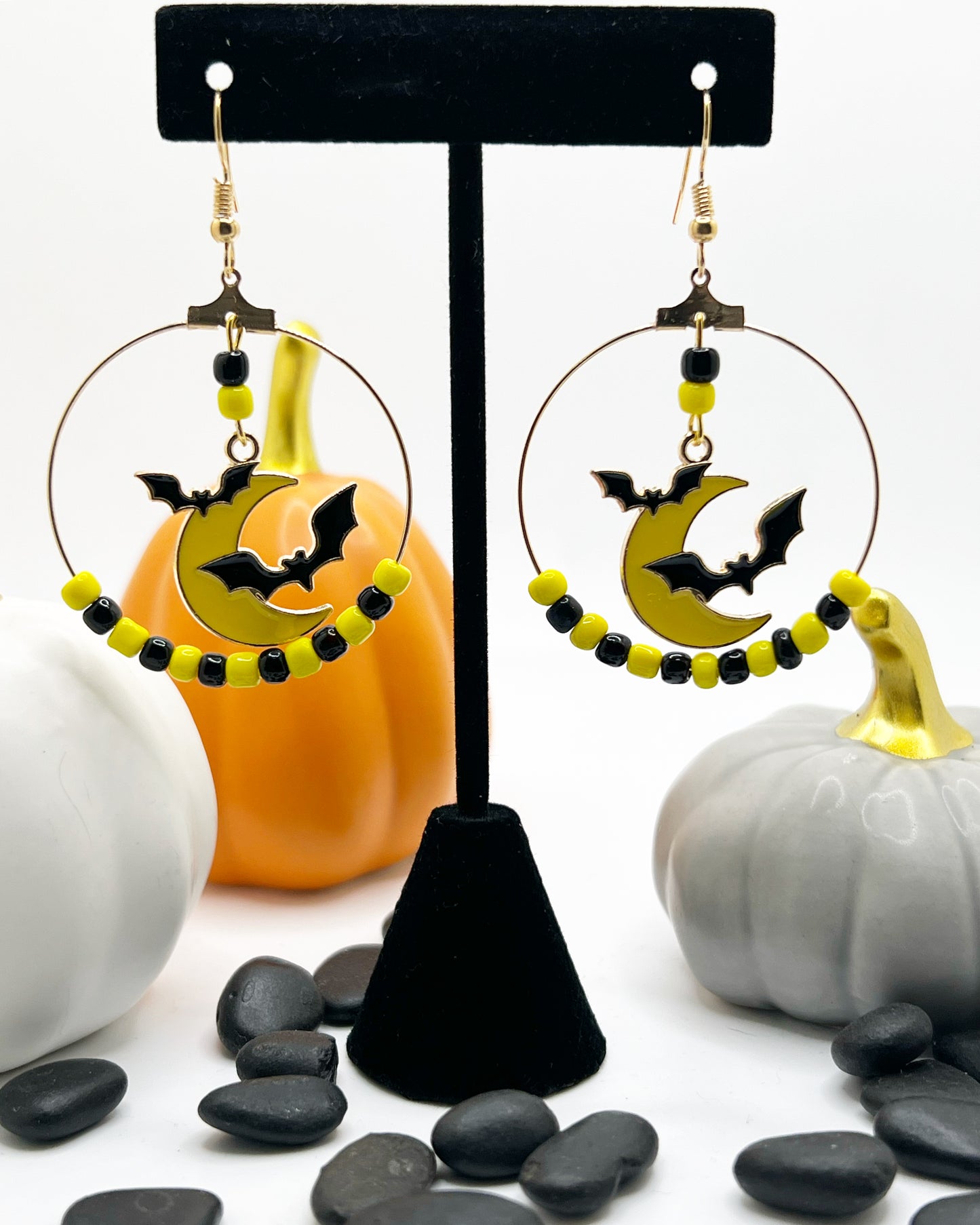 Bats and Moon Halloween Earrings