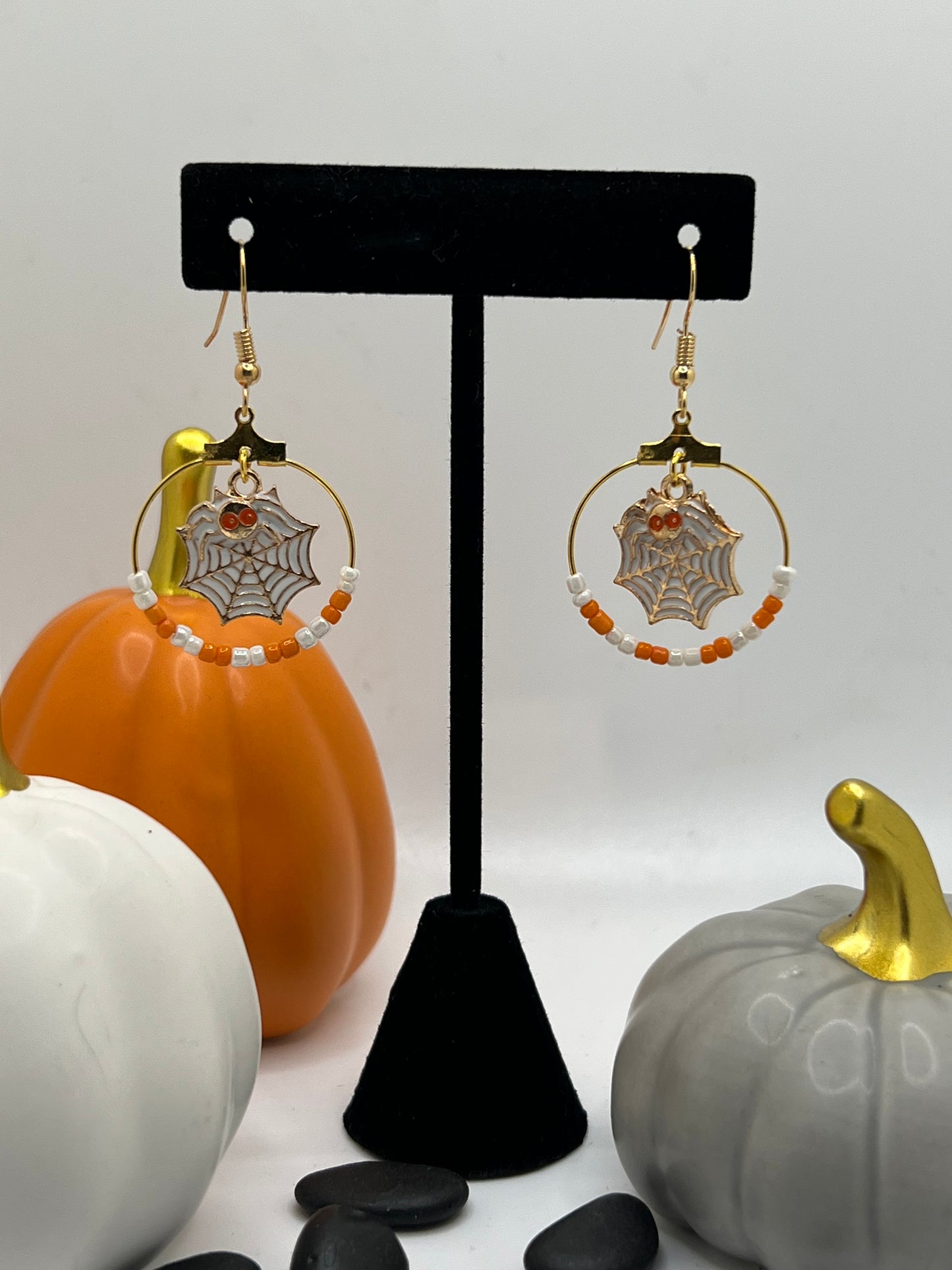 White Spiderweb Halloween Earrings