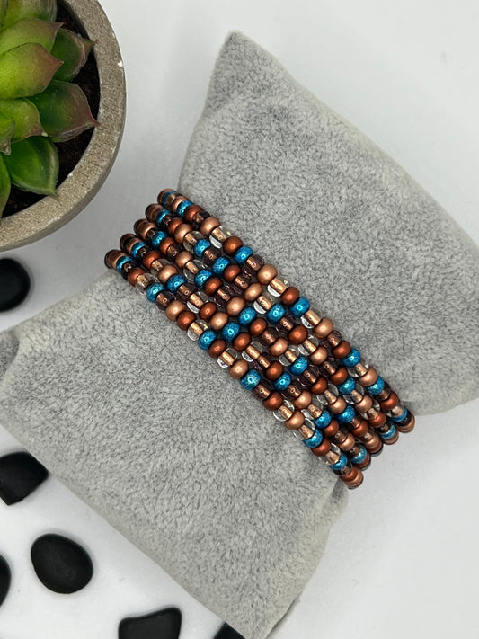 Copper and Bright Blue Bracelet Set